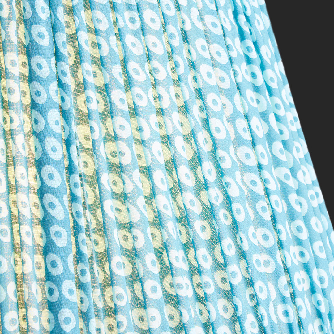 10 inch empire shade in blue block printed cotton