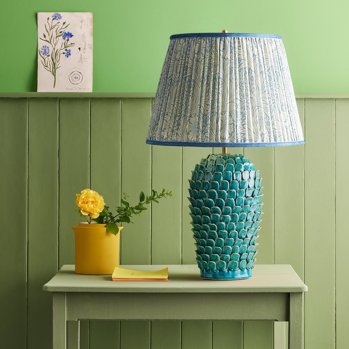 10 inch empire shade in china blue marigold linen by morris & co