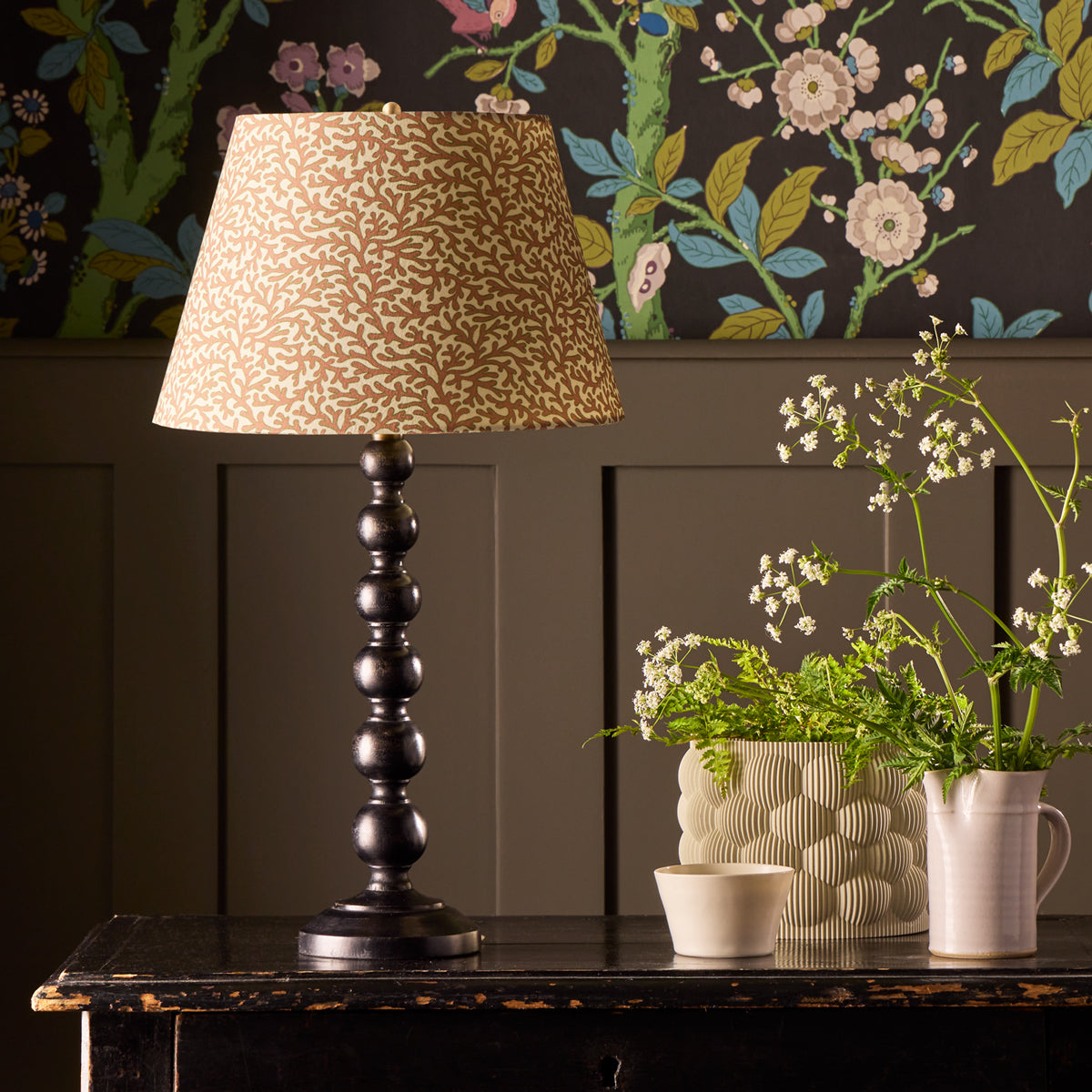10 inch empire shade for cordless lamps in blush Tuffley cotton by GP & J Baker