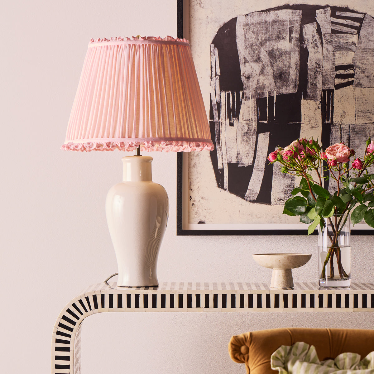 10 inch empire bloomer shade for cordless lamps in marshmallow linen
