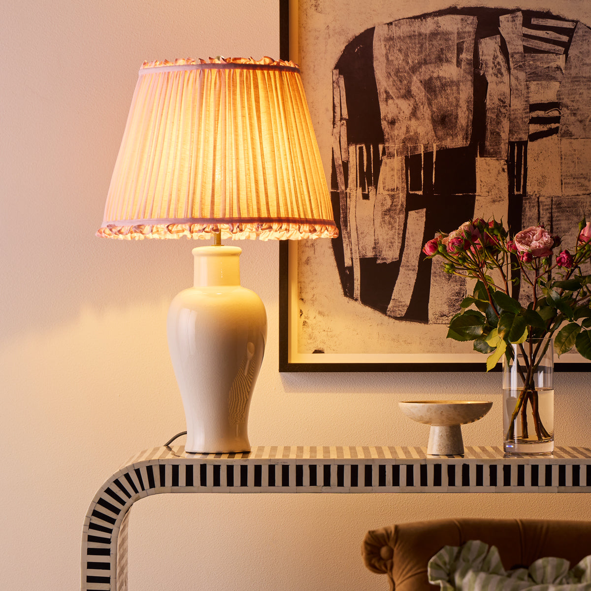 10 inch empire bloomer shade for cordless lamps in marshmallow linen