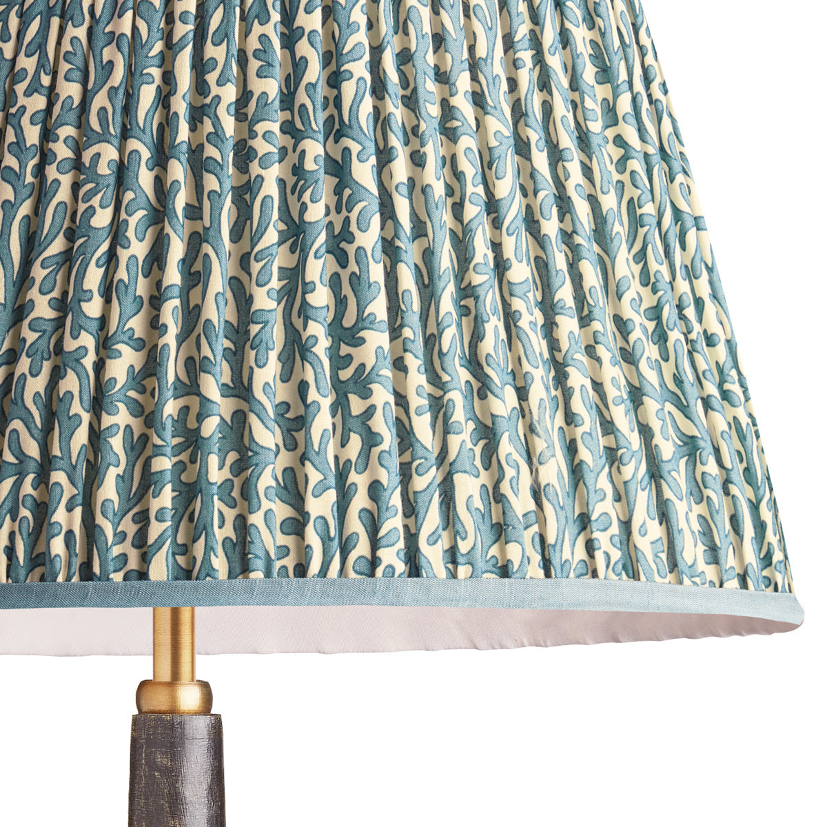 10 inch empire shade for cordless lamps in denim Tuffley gathered cotton by GP & J Baker