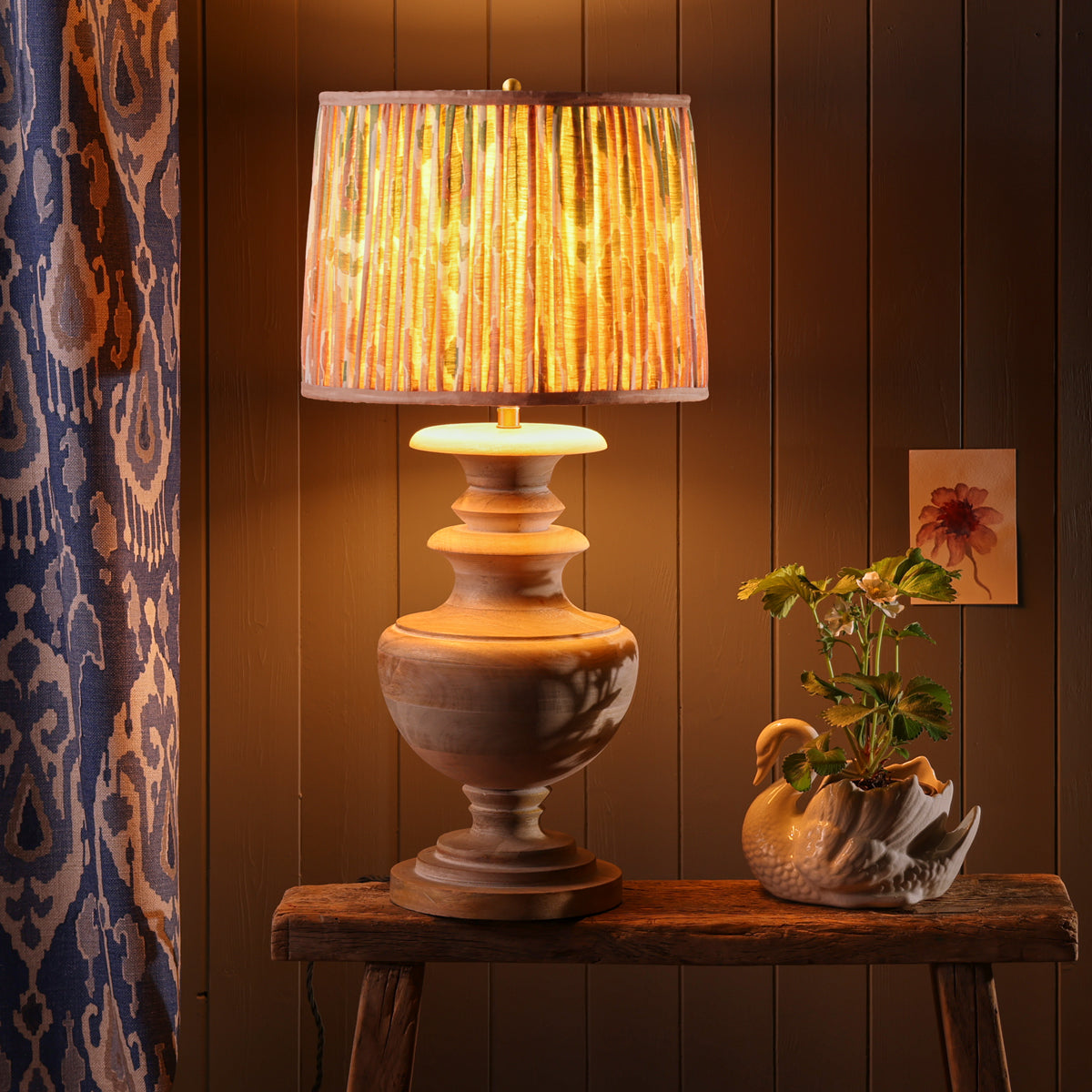 10 inch empire shade for cordless lamps in blush Bokhara gathered linen by GP & J Baker