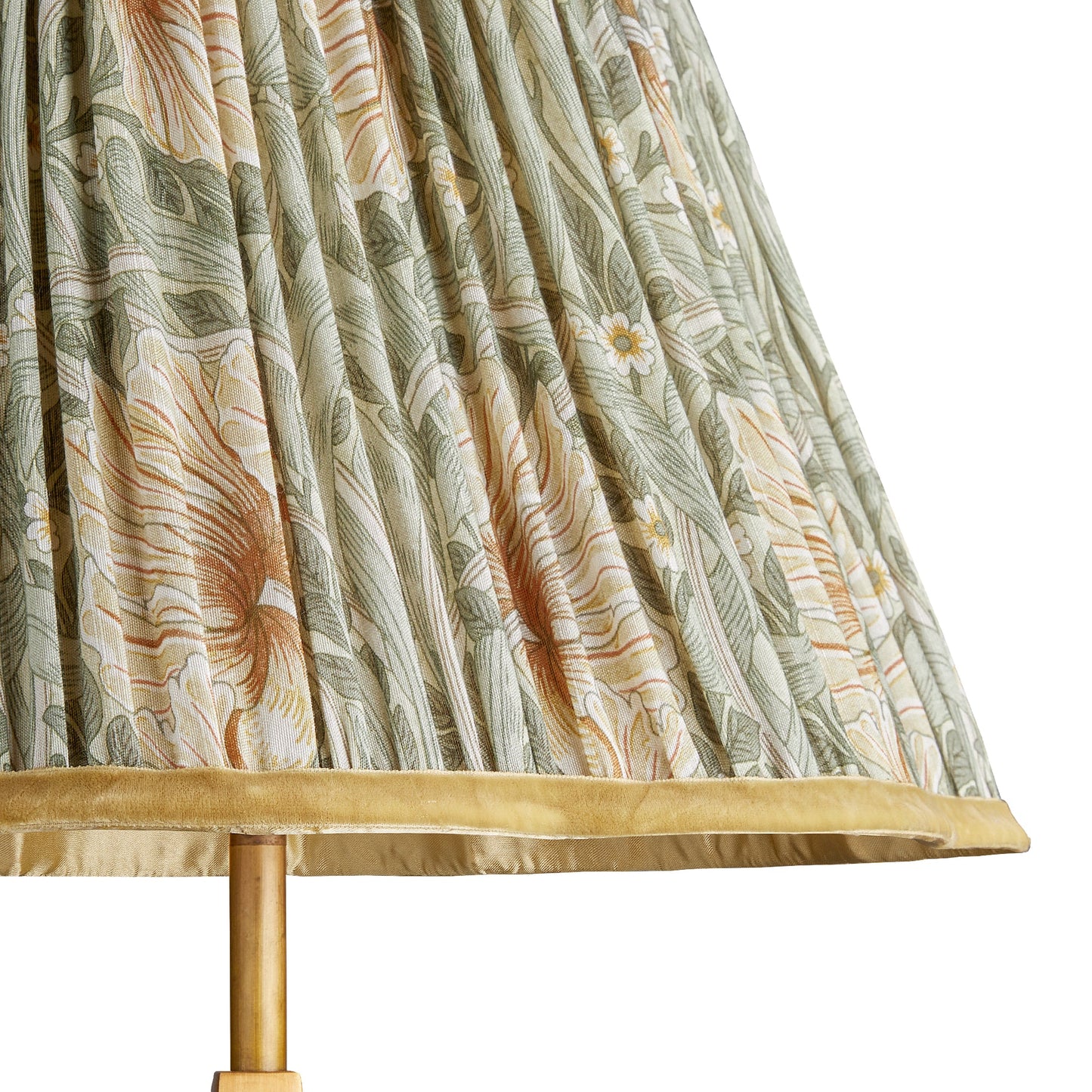 8 inch scalloped empire shade for cordless lamps in bayleaf & manilla pimpernel silk by morris & co