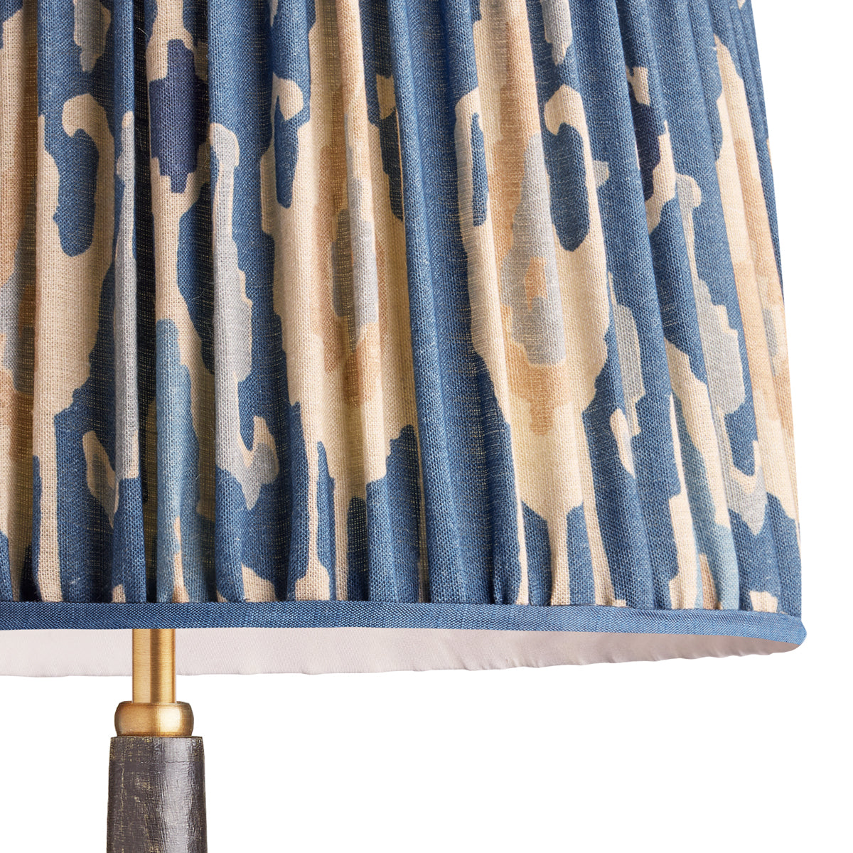 10 inch tapered drum shade for cordless lamps in denim Bokhara gathered linen by GP & J Baker