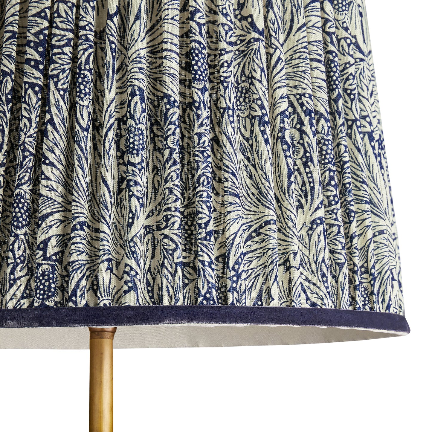 10 inch tall tapered shade in indigo marigold linen by morris & co