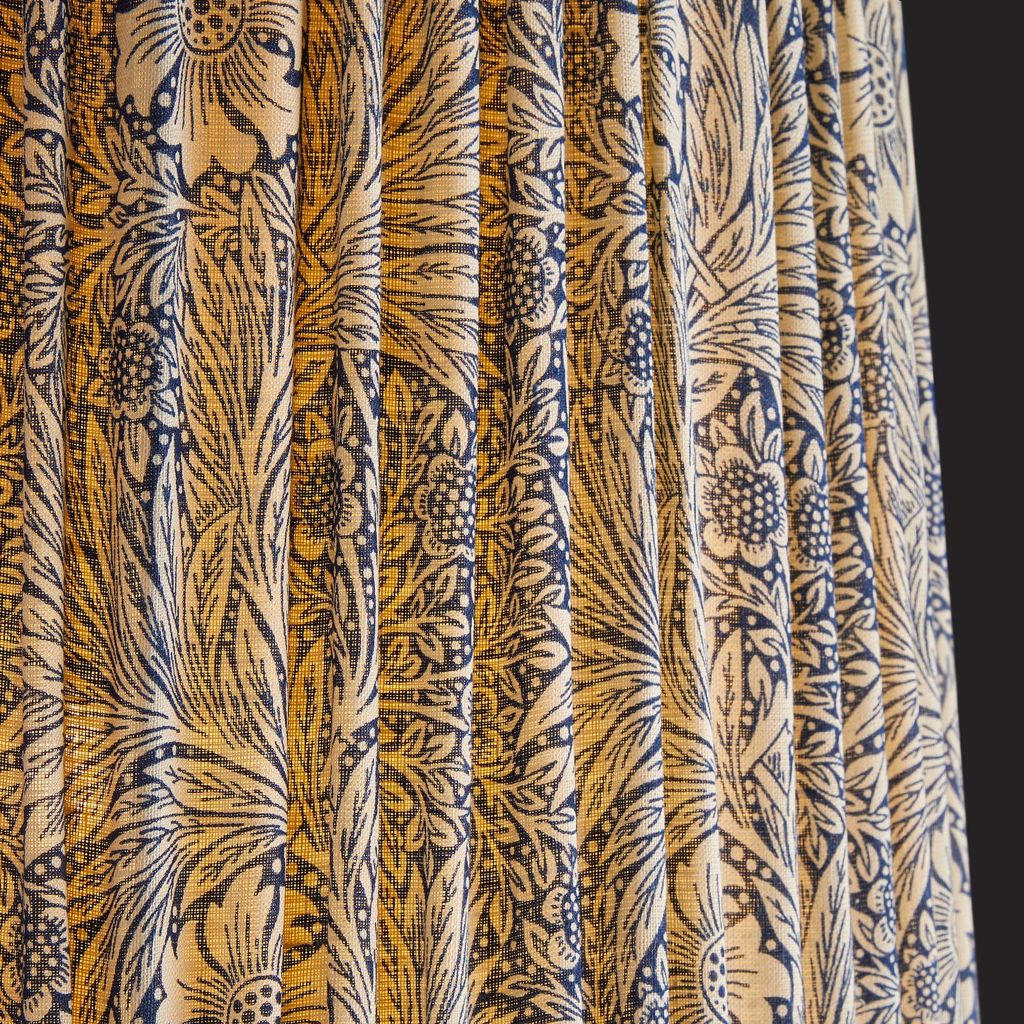 10 inch tall tapered shade in indigo marigold linen by morris & co