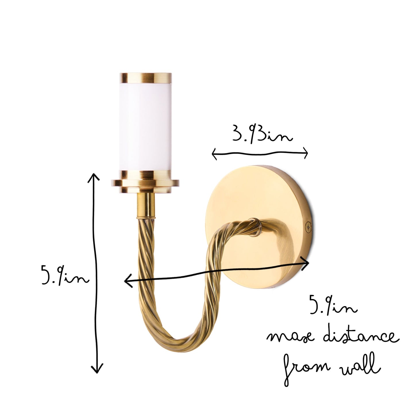 Quingo cordless wall fixture in brass