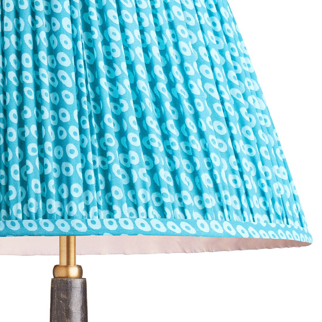 10 inch empire shade in blue block printed cotton