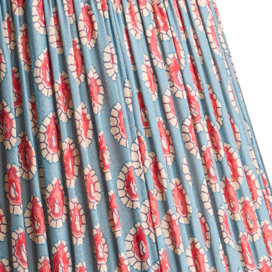 10 inch empire shade in blue and red block printed Dotty gathered cotton by GP & J Baker