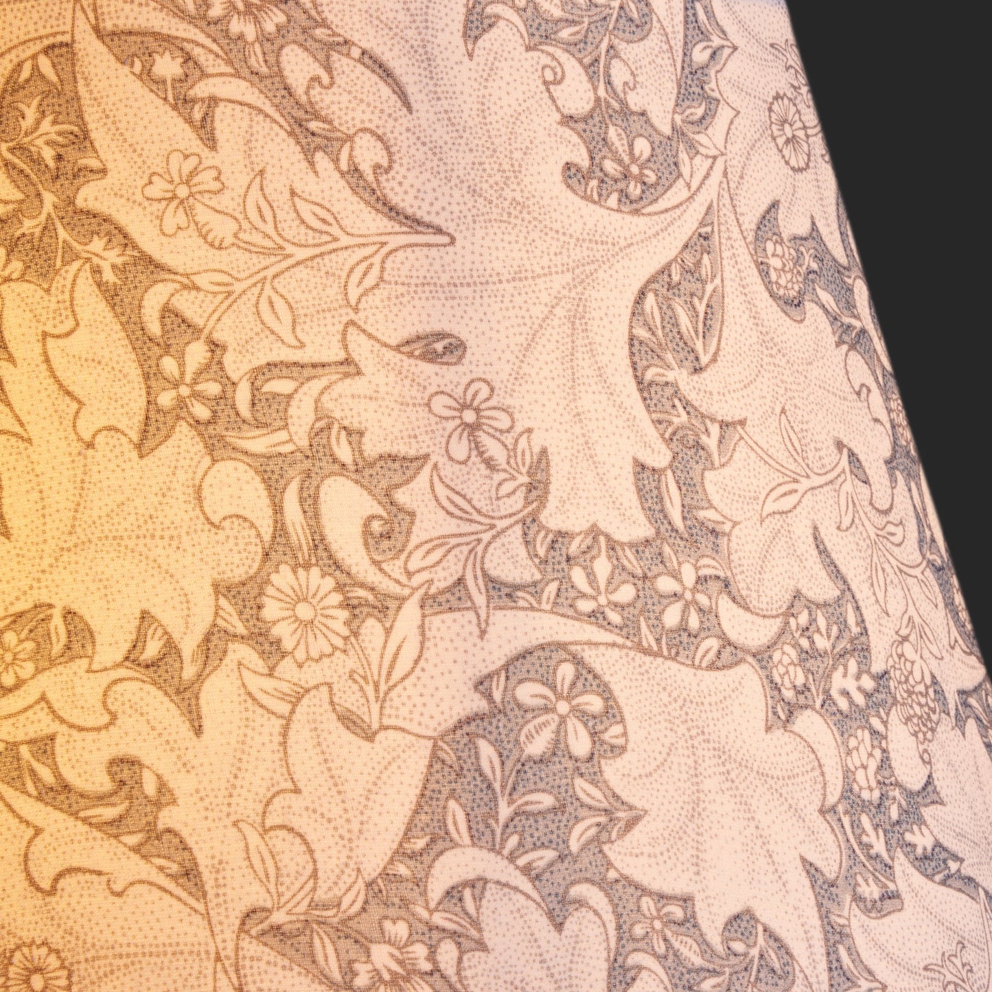 8 inch empire shade for cordless lamps in slate blue Wallflower printed cotton by Morris & co.
