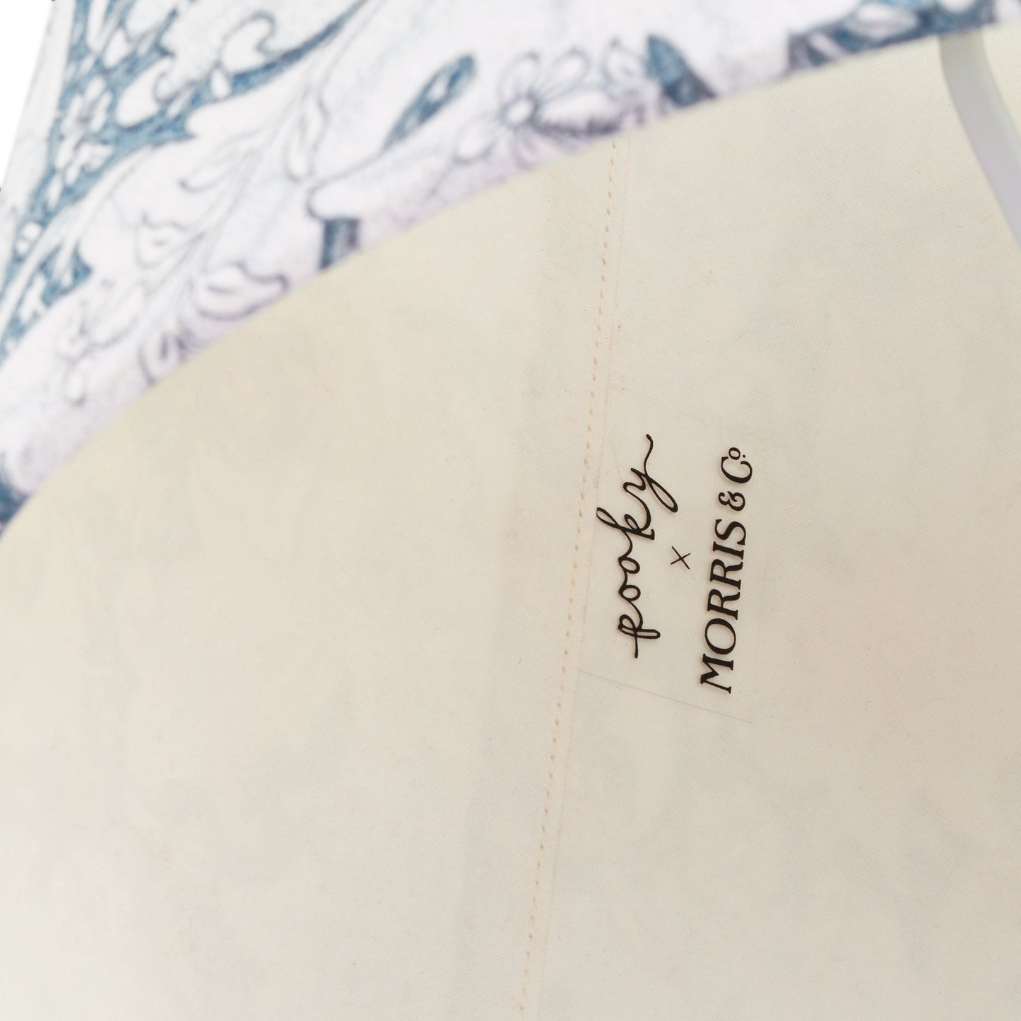 8 inch empire shade for cordless lamps in slate blue Wallflower printed cotton by Morris & co.