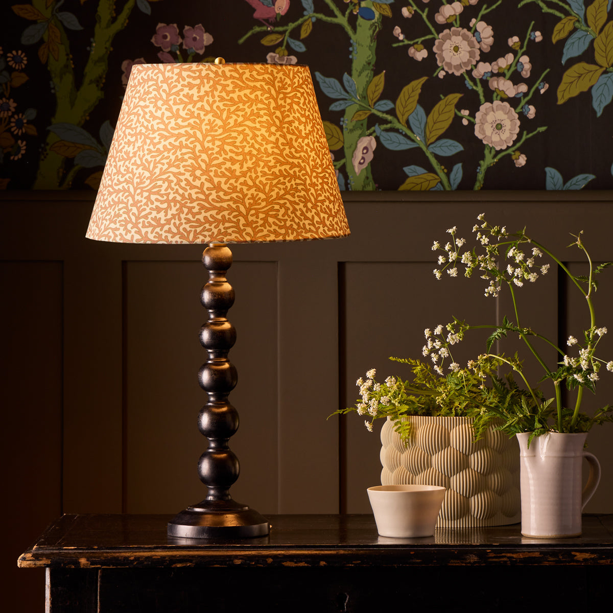 10 inch empire shade for cordless lamps in blush Tuffley cotton by GP & J Baker