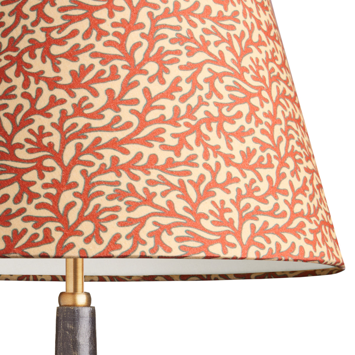 10 inch empire shade for cordless lamps in red aqua Tuffley cotton by GP & J Baker