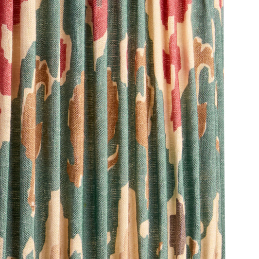 8 inch empire shade for cordless lamps in red aqua Bokhara gathered linen by GP & J Baker