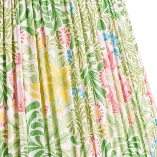 8 inch empire shade for cordless lamps in boughs green and rose Bower printed cotton by Morris & co.