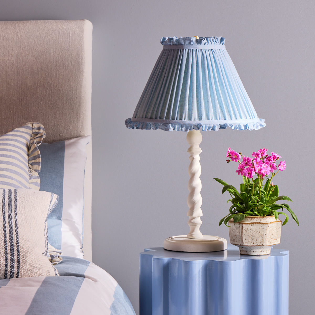10 inch empire bloomer shade for cordless lamps in blue sky linen