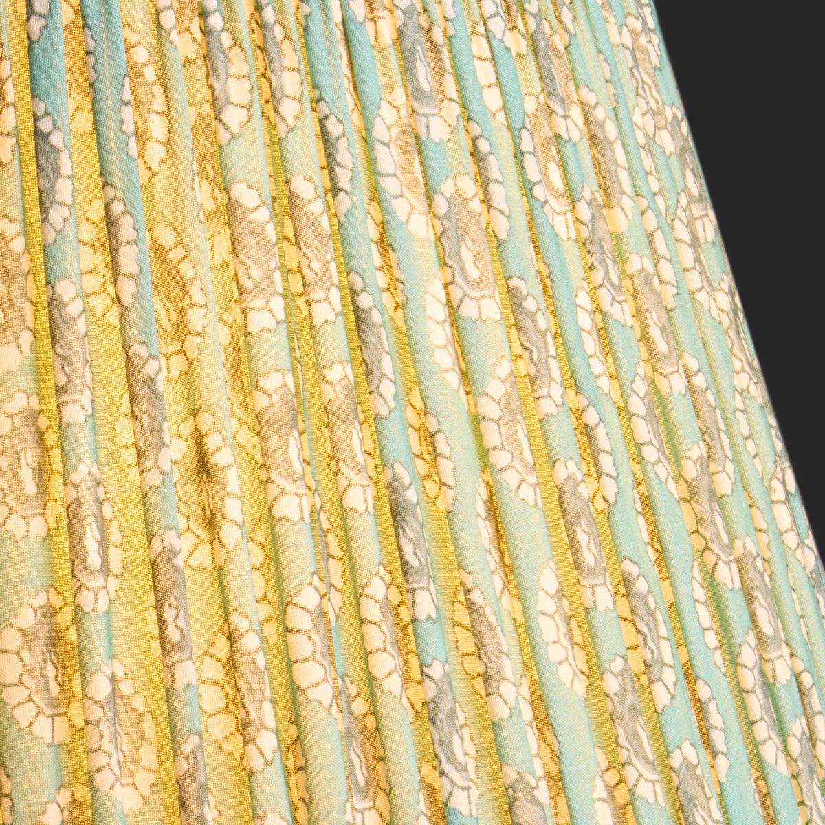 10 inch empire shade for cordless lamps in aqua block printed Dotty gathered cotton by GP & J Baker