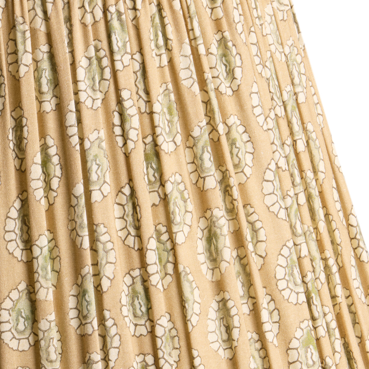 10 inch empire shade for cordless lamps in biscuit block printed Dotty gathered cotton by GP & J Baker