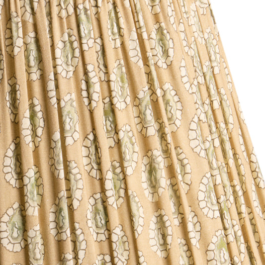 10 inch empire shade for cordless lamps in biscuit block printed Dotty gathered cotton by GP & J Baker