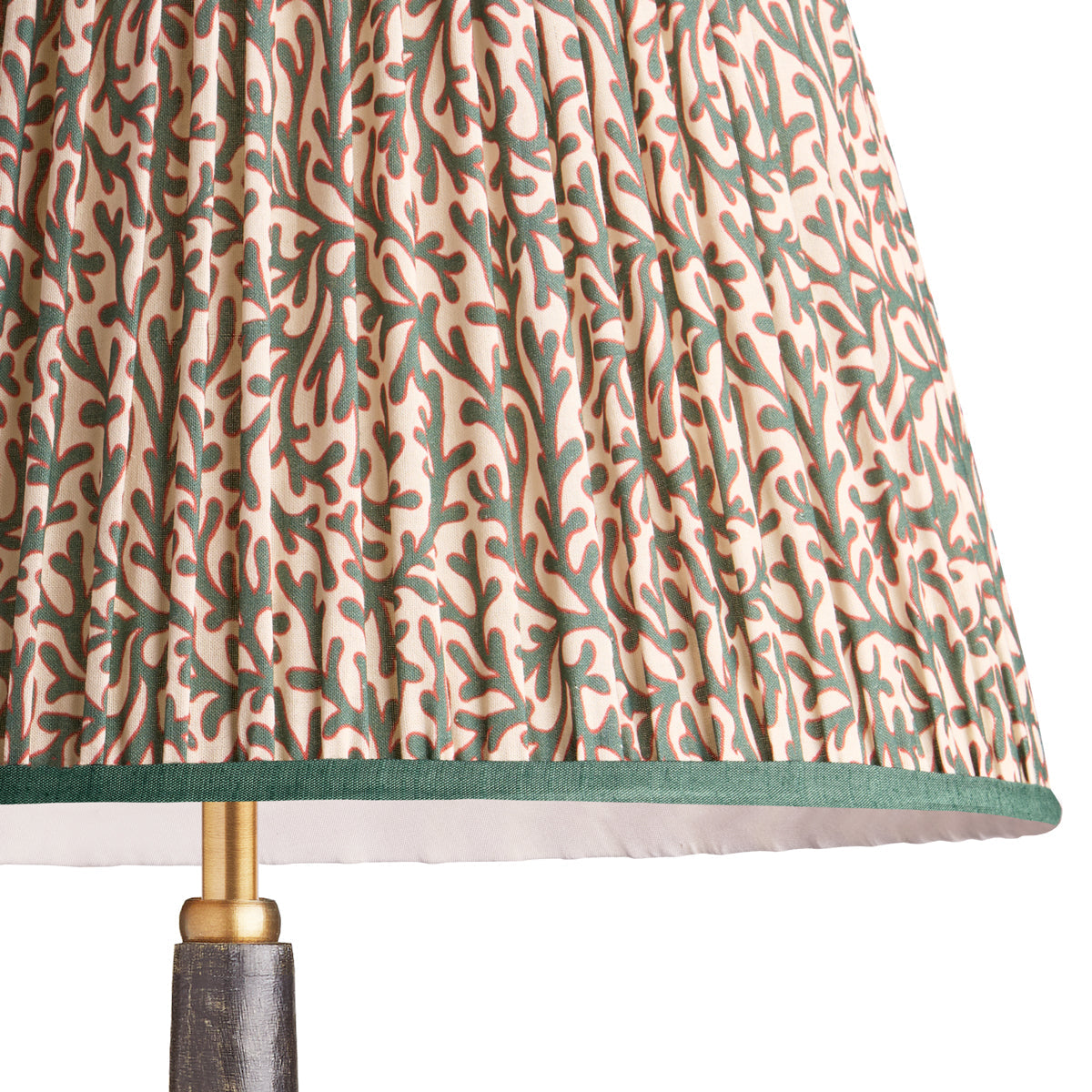 10 inch empire shade for cordless lamps in aqua red Tuffley gathered cotton by GP & J Baker