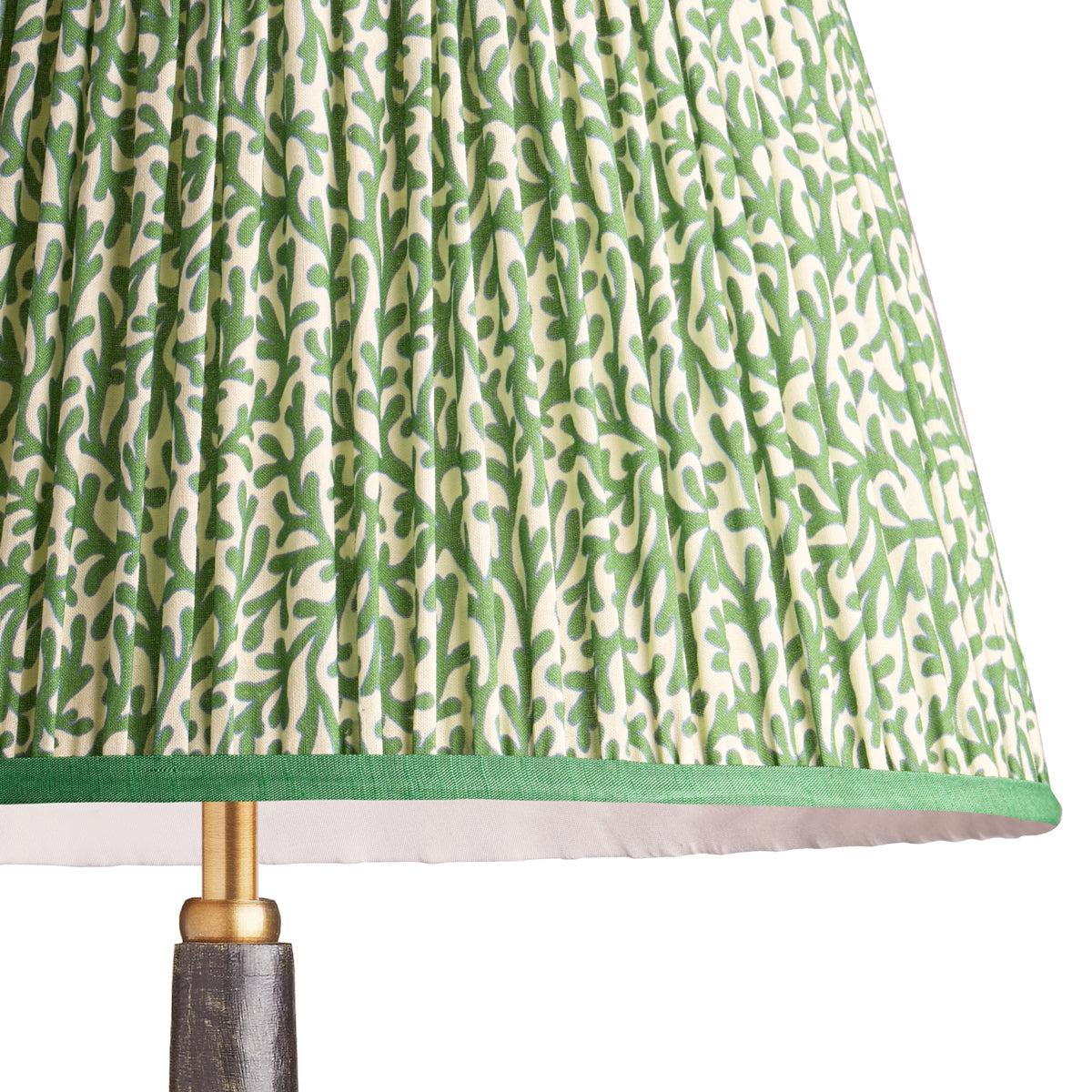 10 inch empire shade for cordless lamps in green blue Tuffley gathered cotton by GP & J Baker