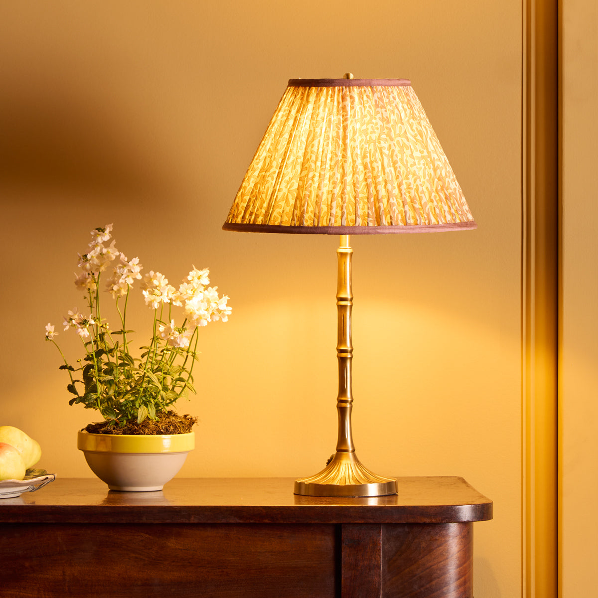 10 inch empire shade for cordless lamps in blush Tuffley gathered cotton by GP & J Baker