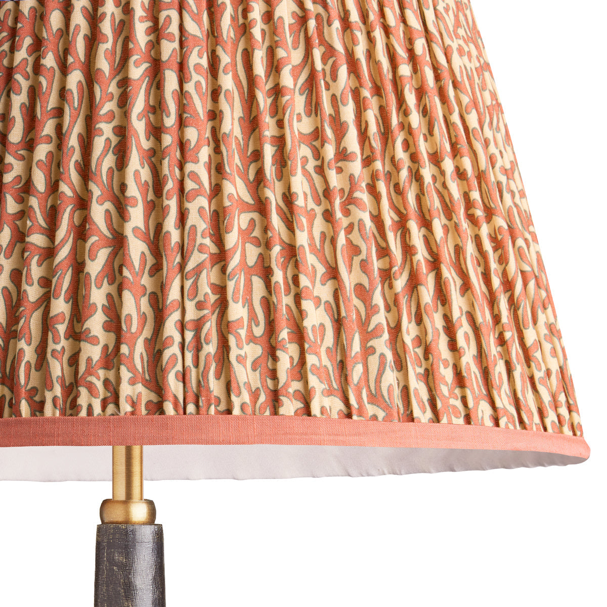 10 inch empire shade for cordless lamps in red aqua Tuffley gathered cotton by GP & J Baker