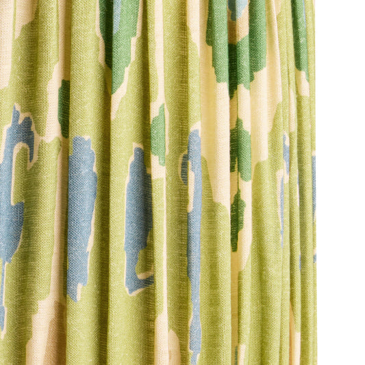 10 inch empire shade for cordless lamps in green blue Bokhara gathered linen by GP & J Baker