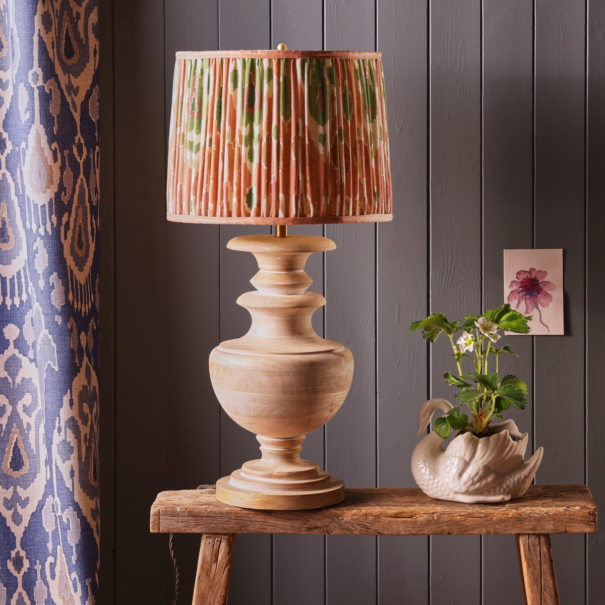 10 inch empire shade for cordless lamps in blush Bokhara gathered linen by GP & J Baker
