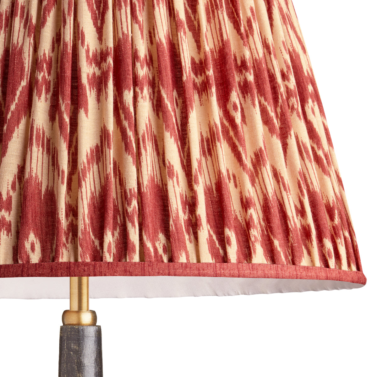 10 inch empire shade for cordless lamps in red Zaraband gathered linen by GP & J Baker