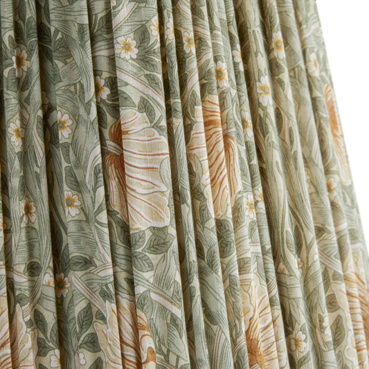 8 inch scalloped empire shade for cordless lamps in bayleaf & manilla pimpernel silk by morris & co