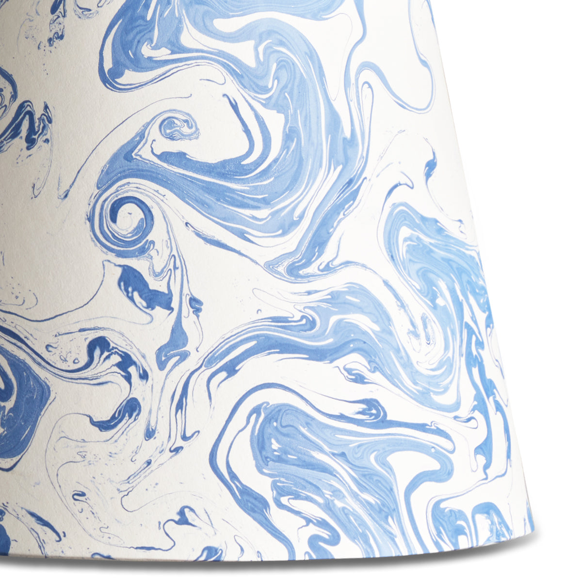 18 inch straight empire hand marbled paper shade in blue and white Tiber