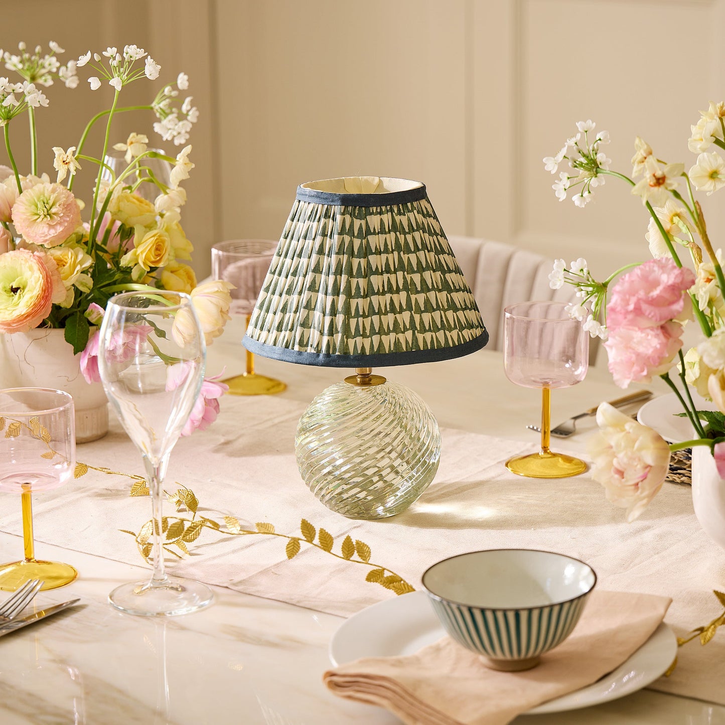 Daniella cordless table lamp in cut glass