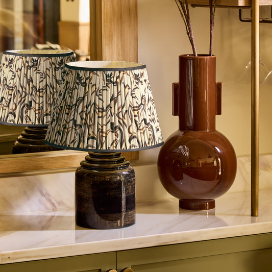 Hive cordless table lamp in brown gloss